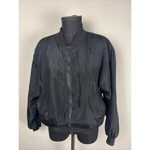 Carol Horn Workshop 100 % Silk Bomber Style Jacket Black Medium